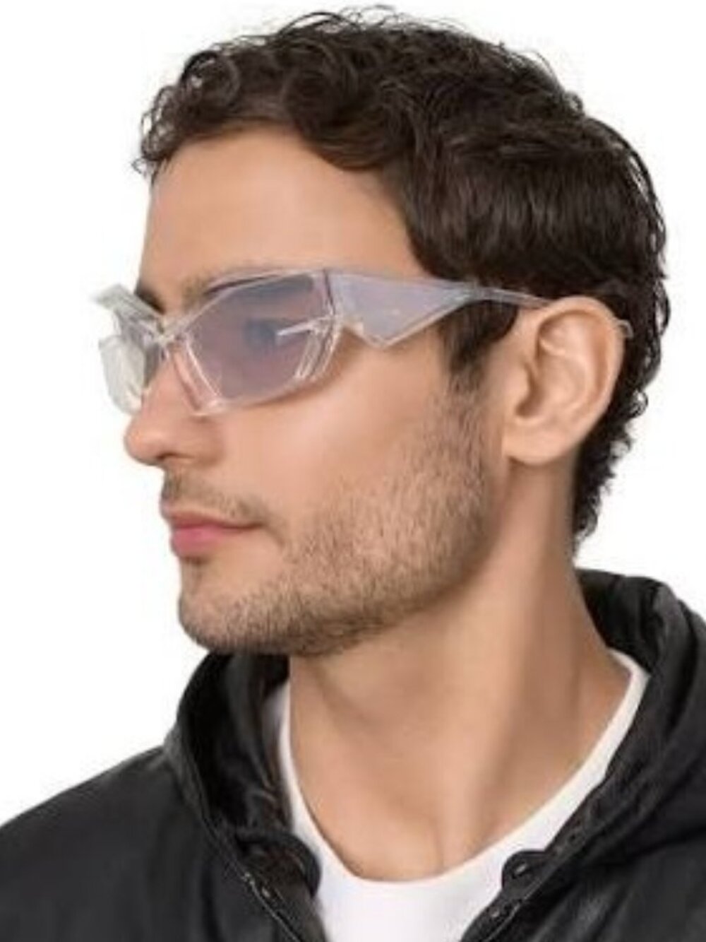 Givenchy GV40049U 26G Sunglasses Transparent Geometric Frame, Silver Lenses